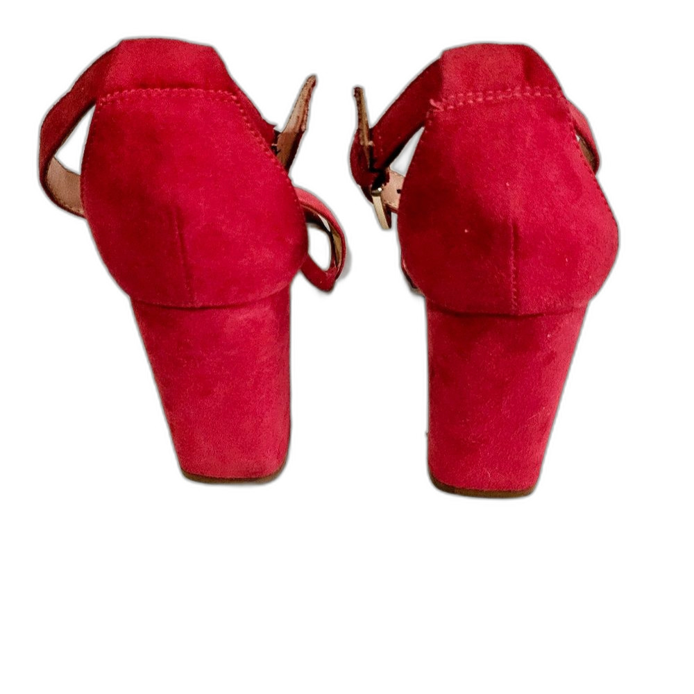 Nine West Angelika Hot Pink Suede Ankle Strap Block Heel Sandals Sz 6 - Picture 5 of 8
